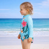 Blue Tropical Bloom, Toddlers & Kids Swimwear with matching Swim Cap, plus Free Wash Bag & Free Swim Detergent