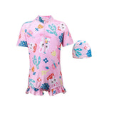Pink Bunny Kids Swimwear with matching Swim Cap with UPF 50+