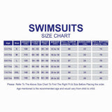 Full Length Dive Blue Leaf Printed Kids Swimwear in UPF 50+ Fabric with Swim Cap & Free Washbag