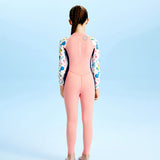 Full Length Dive Pink Whales & Dolphins Printed Kids Swimwear in UPF 50+ Fabric with Swim Cap & Free Washbag