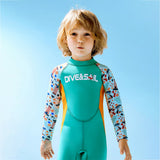 Dive Green Nautical Printed Full Length 2.5mm Neoprene Kids Swimsuit with Free Washbag