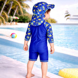 Green Blue Dino Splash, Toddlers & Kids Swimwear with long Cap Free Wash Bag & Free Swim Detergent