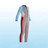 Dive Grey, Blue & Red, Full Length 2.5 mm Neoprene Kids Swimsuit with Free Washbag