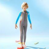 Dive Grey, Blue & Red, Full Length 2.5 mm Neoprene Kids Swimsuit with Free Washbag