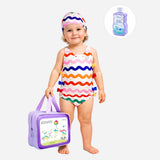 Multi Bows & Waves , Toddlers & Kids Swimwear with matching Swim Cap, plus Free Wash Bag & Free Swim Detergent