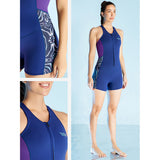 Dive Navy & Purple, Sleevless 2 mm Neoprene Teens & Adults Women's Swimsuit with Free Washbag-Small