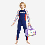 Dive Navy Nautical Printed Full Length 2.5mm Neoprene Kids Swimsuit with Free Washbag
