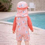 Peach Lhama, Toddlers & Kids Swimwear with long Cap Free Wash Bag & Free Swim Detergent