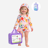 Pink Daisy, Toddlers & Kids Swimwear with matching Swim Cap, plus Free Wash Bag & Free Swim Detergent