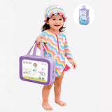 Pink Zigzag Frill, Toddlers & Kids Swimwear with matching Swim Cap, plus Free Wash Bag & Free Swim Detergent