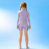 Dive Purple Strawberry Printed Knee Length 2.5mm Neoprene Kids Swimsuit with Free Washbag