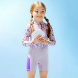 Dive Purple Strawberry Printed Knee Length 2.5mm Neoprene Kids Swimsuit with Free Washbag
