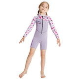 Dive Purple Strawberry Printed Knee Length 2.5mm Neoprene Kids Swimsuit with Free Washbag