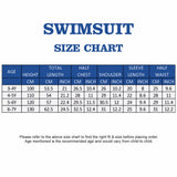 Teal & Orange Spikes, Toddlers & Kids Swimwear with Long Cap, Free Wash Bag & Free Swim Detergent