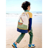 Beige Sailboat Kids Waterproof Swimming Bag/ Beach Bag