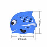 Black Polka Blue Fishy, Silicone Kids Swim Cap, 5 years-15 years