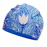 Blue Leaf & Bloom theme Swimming Cap for Kids and Adults, 12 years and above.