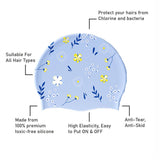 Blue Small Flower Print Swimming Cap for Kids and Adults, 10 years and above.