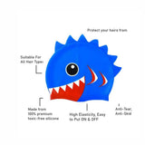 3d Cobalt Blue Red Wrinkle, Silicone Kids Swim Cap, 5 years-15 years