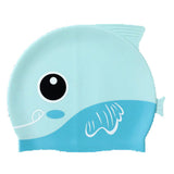 Light Blue Fin Dual Color, Silicone Kids Swim Cap, 5 years-15 years