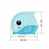Light Blue Fin Dual Color, Silicone Kids Swim Cap, 5 years-15 years