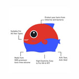 Red Fin Dual Color, Silicone Kids Swim Cap, 5 years-15 years