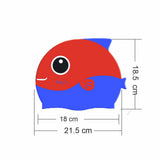 Red Fin Dual Color, Silicone Kids Swim Cap, 5 years-15 years