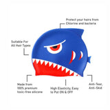 3d Navy Blue Red Eye Wrinkle, Silicone Kids Swim Cap, 5 years-15 years