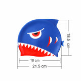 3d Navy Blue Red Eye Wrinkle, Silicone Kids Swim Cap, 5 years-15 years