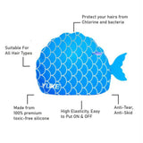 Scales Blue Fishy, Silicone Kids Swim Cap, 5 years-15 years