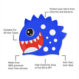 3d White Polka Cobalt Blue, Silicone Kids Swim Cap, 5 years-15 years