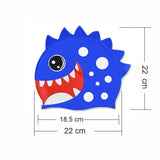 3d White Polka Cobalt Blue, Silicone Kids Swim Cap, 5 years-15 years