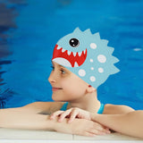 3d White Polka Mint, Silicone Kids Swim Cap, 5 years-15 years