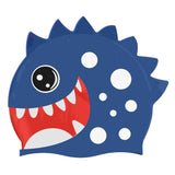 3d White Polka Navy, Silicone Kids Swim Cap, 5 years-15 years