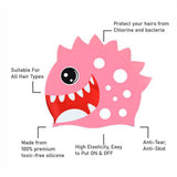 3d White Polka Pink, Silicone Kids Swim Cap, 5 years-15 years
