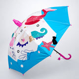 Blue Mermaid with Shutter style cover Kids-Umbrella