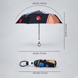 3 Fold Black Puppy Star, Auto Open & Close,Rain & Sun Dual Umbrella for Teens & Adults
