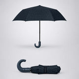 3 Fold Black Checkered Auto Open & Close Umbrella for Teens & Adults