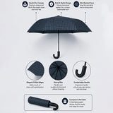 3 Fold Black Checkered Auto Open & Close Umbrella for Teens & Adults