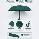 3 Fold Dark Green Checkered Auto Open & Close Umbrella for Teens & Adults