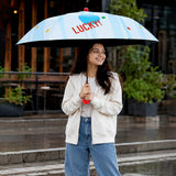 3 Fold Multi Polka with Red Boot Handle UPF 50+ Umbrella for Teens & Adults