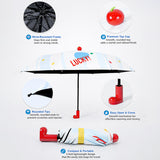 3 Fold Multi Polka with Red Boot Handle UPF 50+ Umbrella for Teens & Adults