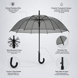 Black Beauty Jelly Transparent Umbrella for Teens & Adults