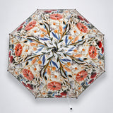 Black Floral Tile Print Umbrella for Teens & Adults
