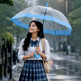 Blue Big Border Transparent Umbrella for Teens & Adults