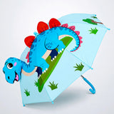 3D Face Blue Dino Spikes Umbrella for Kids
