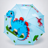 3D Face Blue Dino Spikes Umbrella for Kids