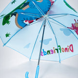 3D Face Blue Dino Spikes Umbrella for Kids