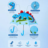 3D Face Blue Dino Spikes Umbrella for Kids