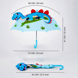 3D Face Blue Dino Spikes Umbrella for Kids